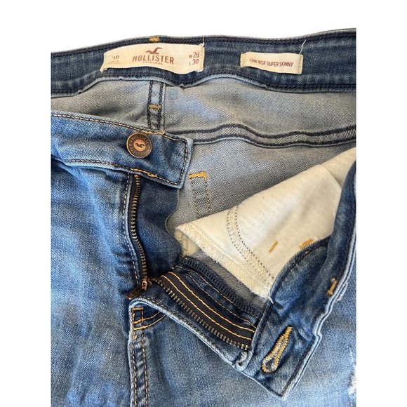 Hollister Women's Low Rise Super Skinny Distressed Ripped Jeans Size 7R - Picture 5 of 8